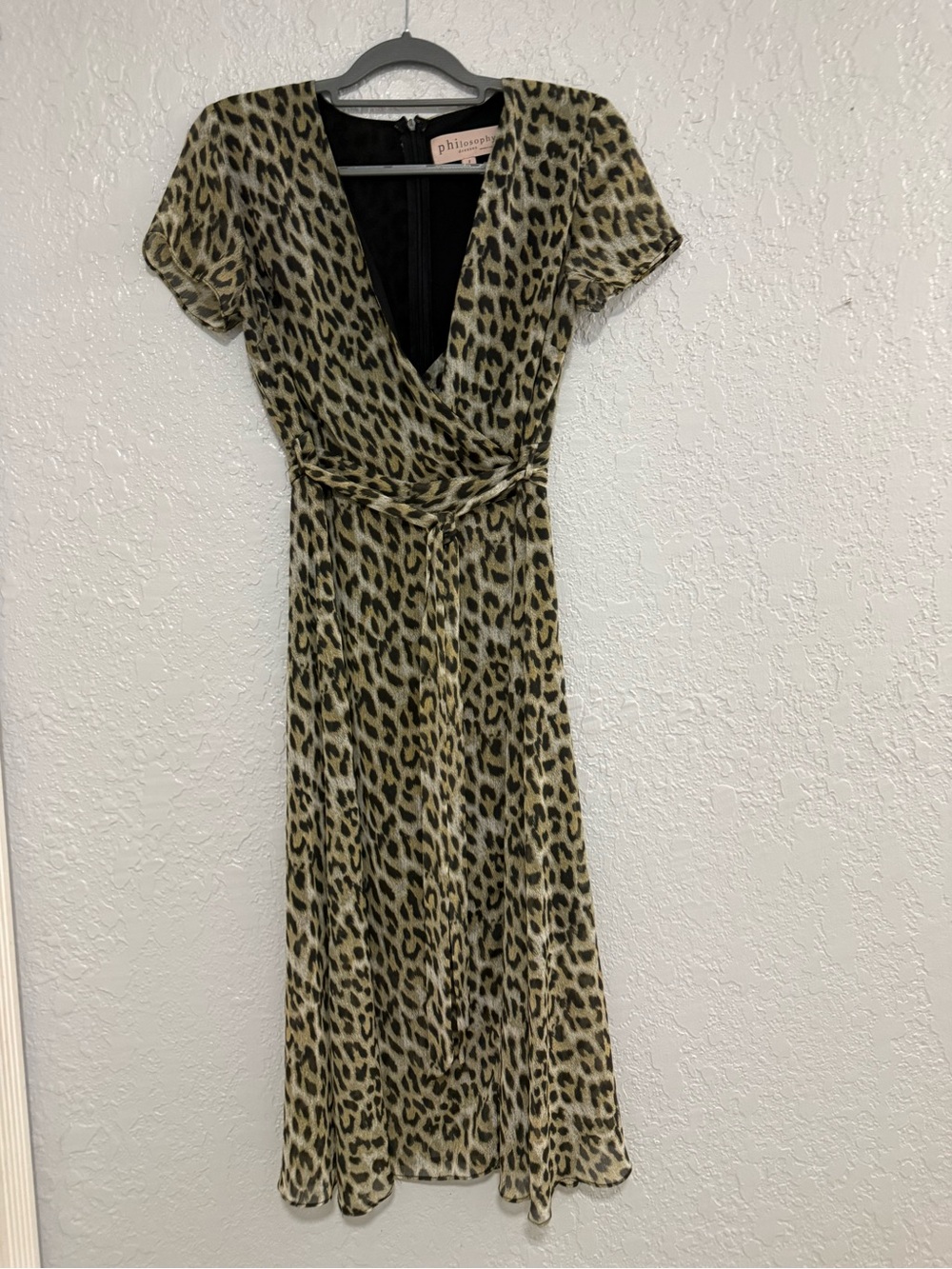 Philosophy Olive and Black Leopard-Print Wrap Dress